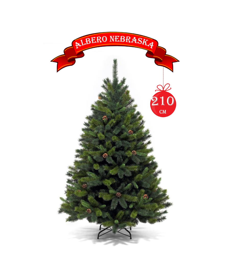 ALBERO DI NATALE "NEBRASKA" CON 1330 RAMI E APERTURA AD OMBRELLO,  210 CM