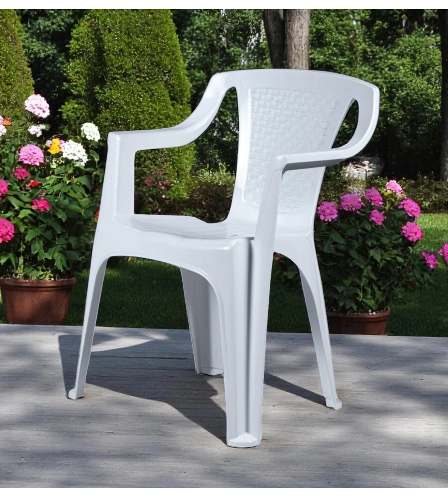 SEDIA DA ESTERNO CON SCHIENALE BASSO "LUNA" IN POLIPROPILENE BIANCO 56X52X77 CM