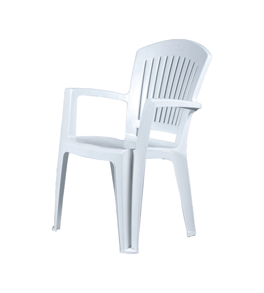 SEDIA DA ESTERNO CON SCHIENALE MEDIO "COMFORT VEGA" IN POLIPROPILENE BIANCO 58X46X90 CM