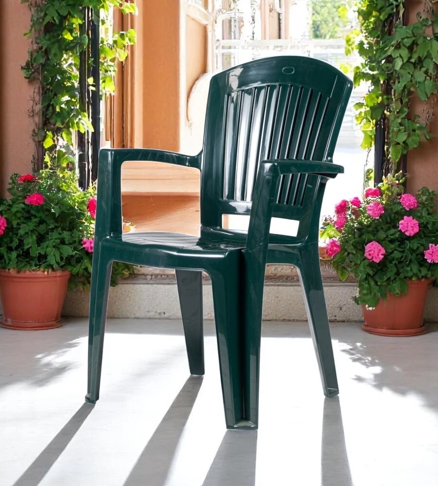 SEDIA DA GIARDINO CON SCHIENALE MEDIO "COMFORT VEGA" IN POLIPROPILENE VERDE 58X61X90 CM
