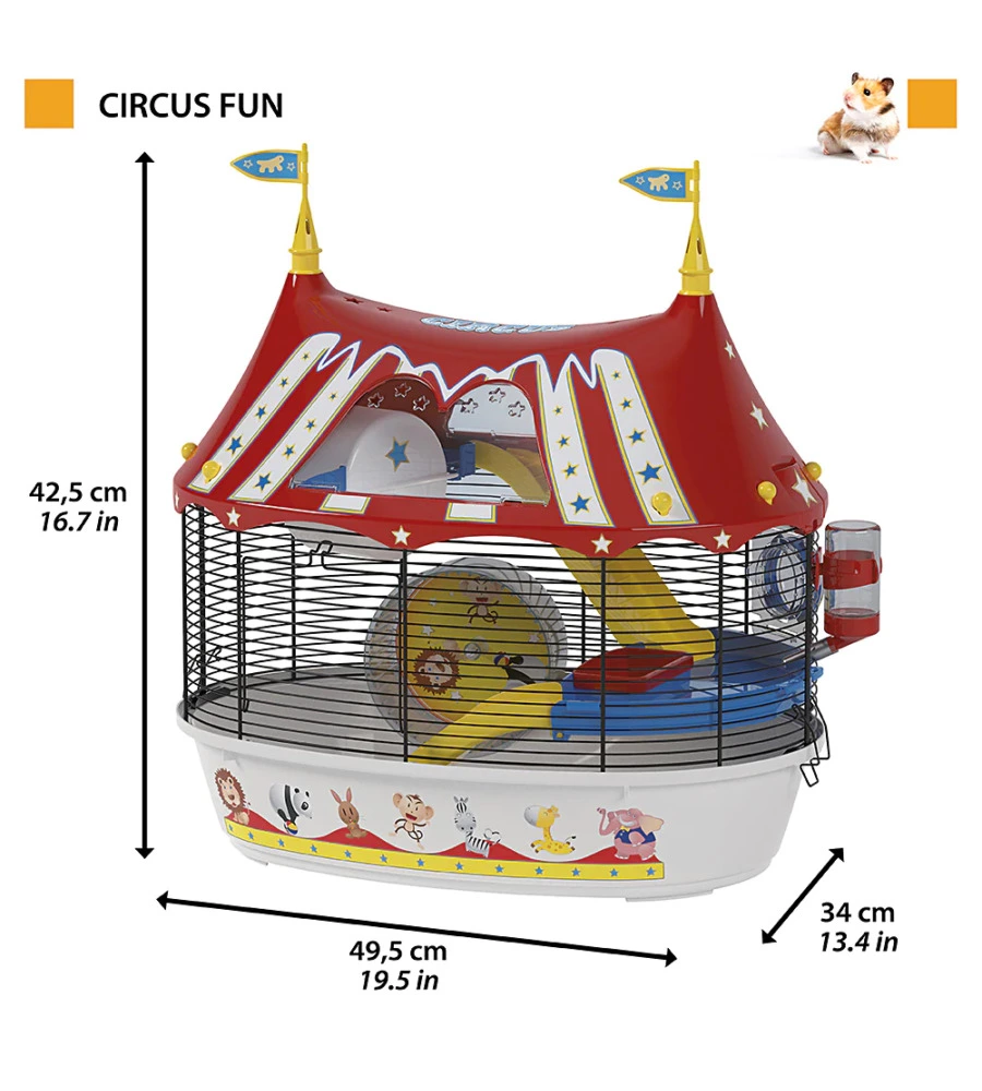 GABBIA PER CRICETI "CIRCUS FUN", 49,5X34X42,5 CM - FERPLAST