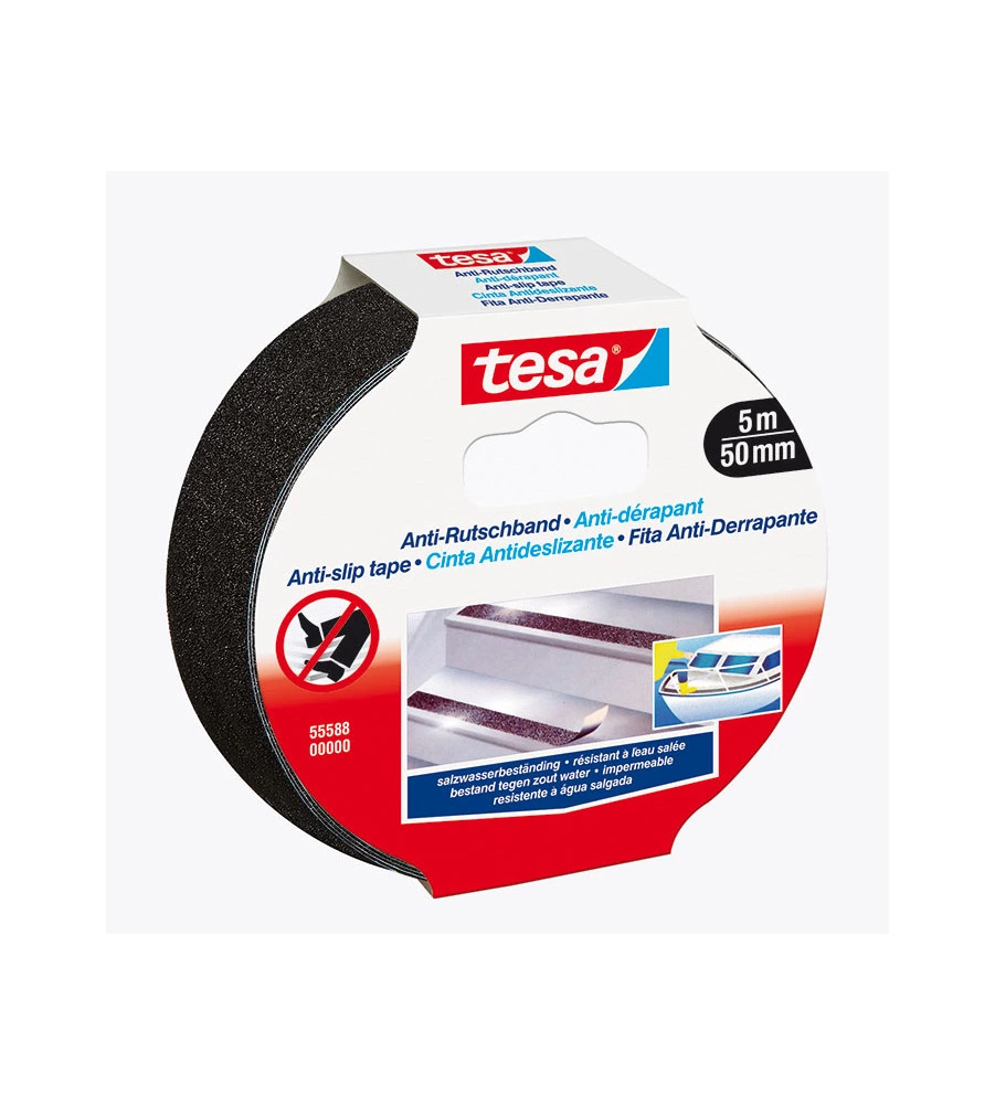 NASTRO ANTISCIVOLO ANTI-SLIP NERO, 50 MM X 5 MT - TESA