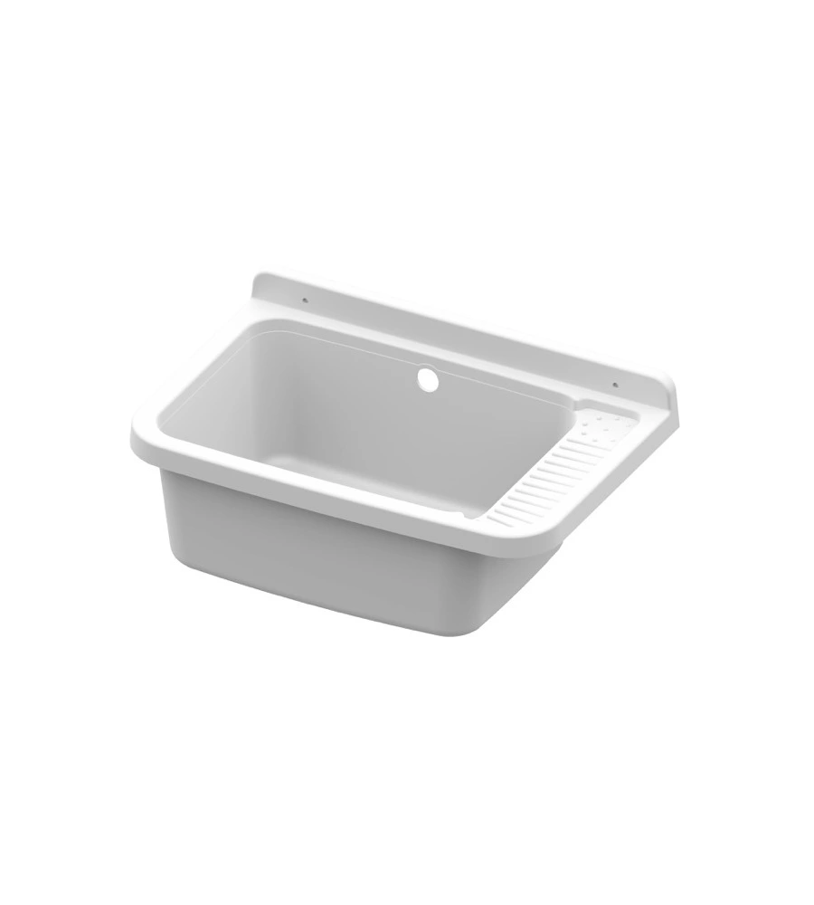 PILOZZO LAVATOIO IN RESINA E PVC COLORE BIANCO CON SIFONE INCLUSO.