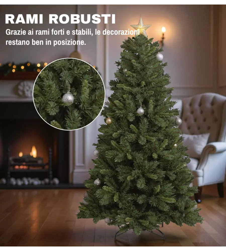 ALBERO DI NATALE ARTIFICIALE XMAS JOY "TIFFANY" VERDE 210 CM