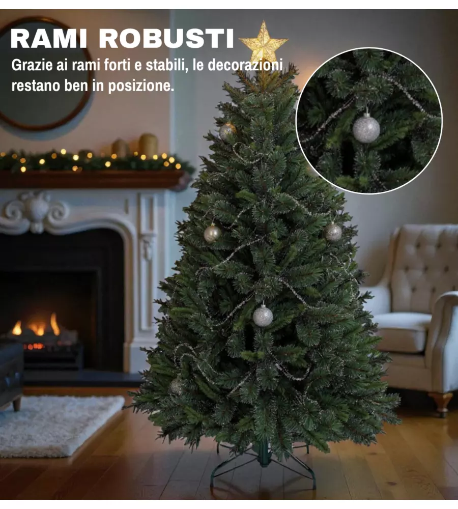 ALBERO DI NATALE ARTIFICIALE XMAS JOY "GLISTEN" VERDE 210 CM