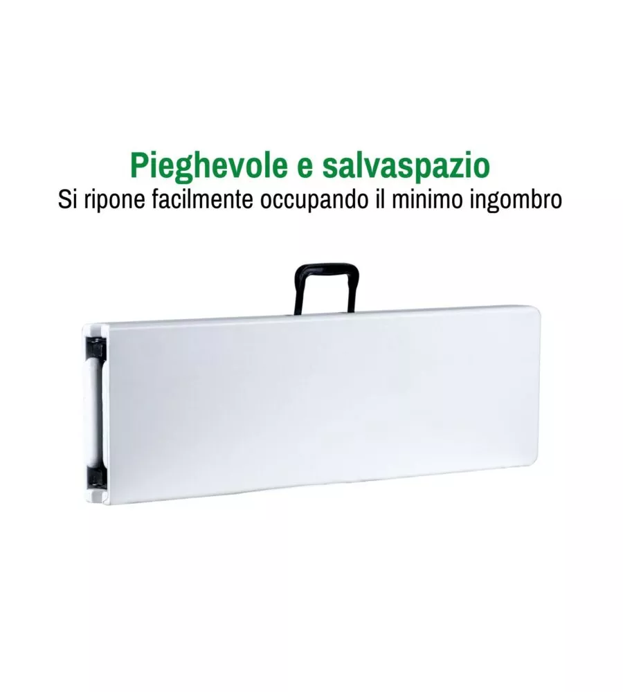 PANCA DA CAMPEGGIO PIEGHEVOLE EUROGARDEN IN POLIETILENE BIANCO 183X30X44 CM