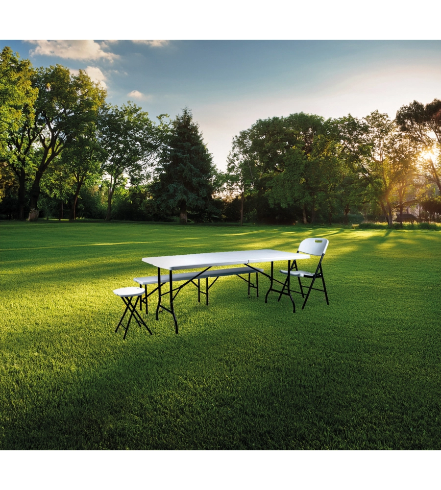 TAVOLO DA CAMPEGGIO PIEGHEVOLE EUROGARDEN IN POLIETILENE BIANCO 183X76X72 CM