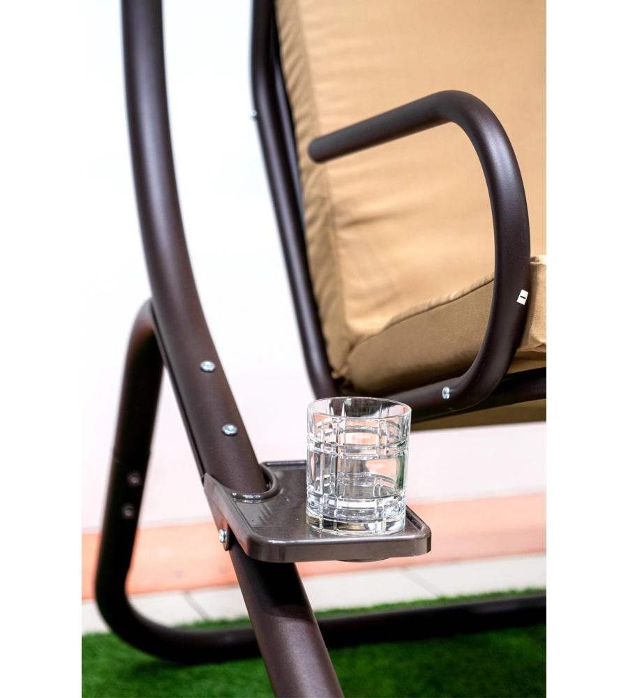 DONDOLO DA ESTERNO A 2 POSTI EUROGARDEN "SWING" IN METALLO TORTORA 170X132X170 CM