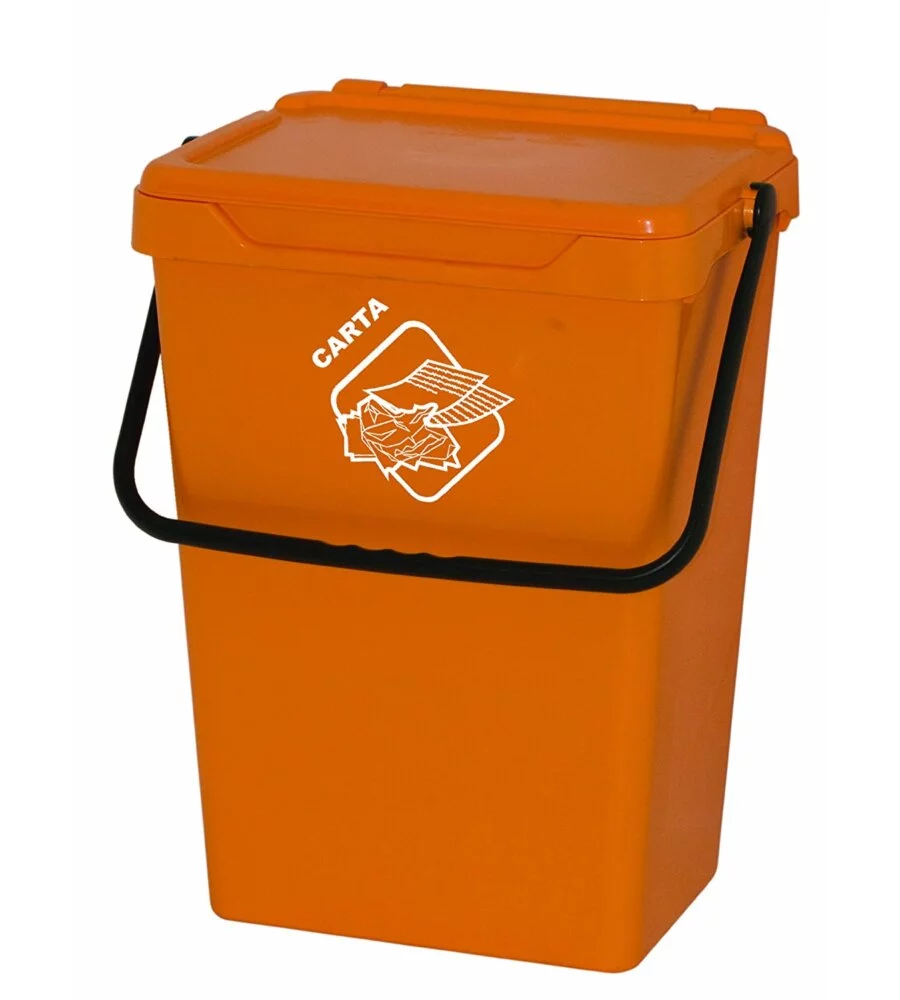 CASSONETTO IN PLASTICA GIALLA CON COPERCHIO PER RACCOLTA DIFFERENZIATA, 35 LT
