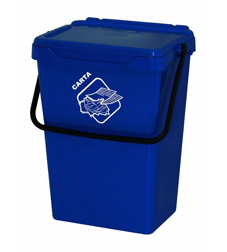 CASSONETTO IN PLASTICA CON COPERCHIO PER RACCOLTA DIFFERENZIATA, 35 LITRI