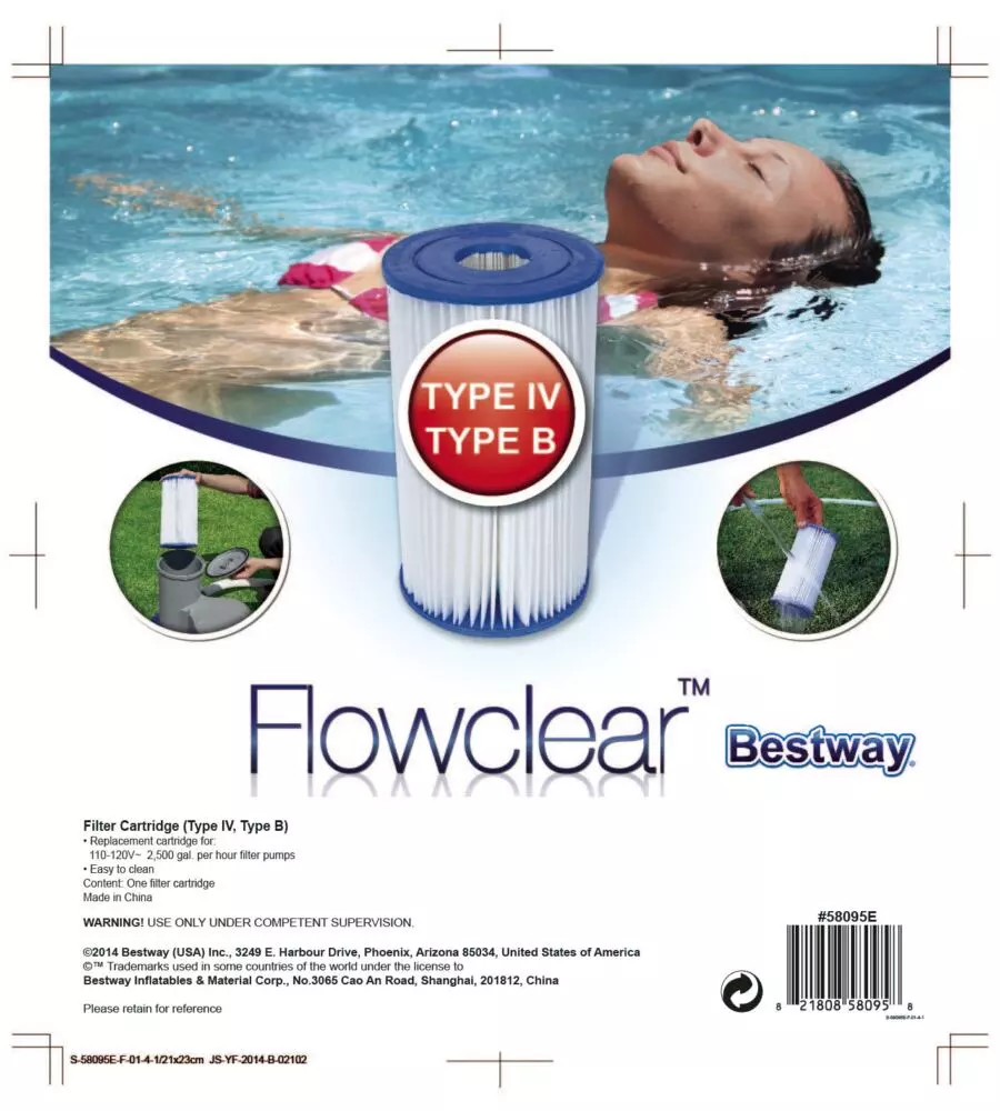 FILTRO CARTUCCIA IV BESTWAY POMPE PISCINA DA 9463 LT/H -  COD. 58095