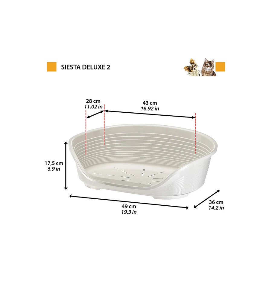 CUCCIA DA INTERNO PER CANI E GATTI FERPLAST "SIESTA DELUXE 2" GLICINE 49X36X17,5 CM