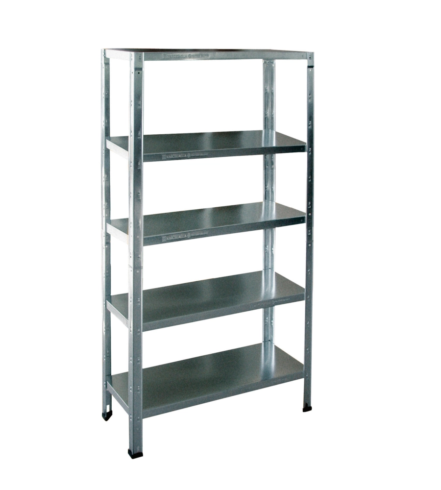 SCAFFALE METALLICO IN KIT GRIMA ZINCATO CON 5 RIPIANI E PORTATA TOTALE 325 KG, 100X40X185 CM