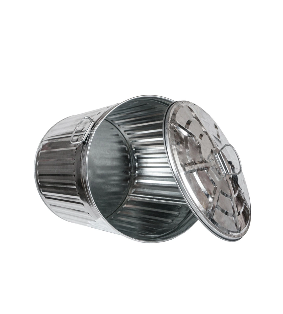 BIDONE ZINCATO 35 L CON COPERCHIO INOSSIDABILE