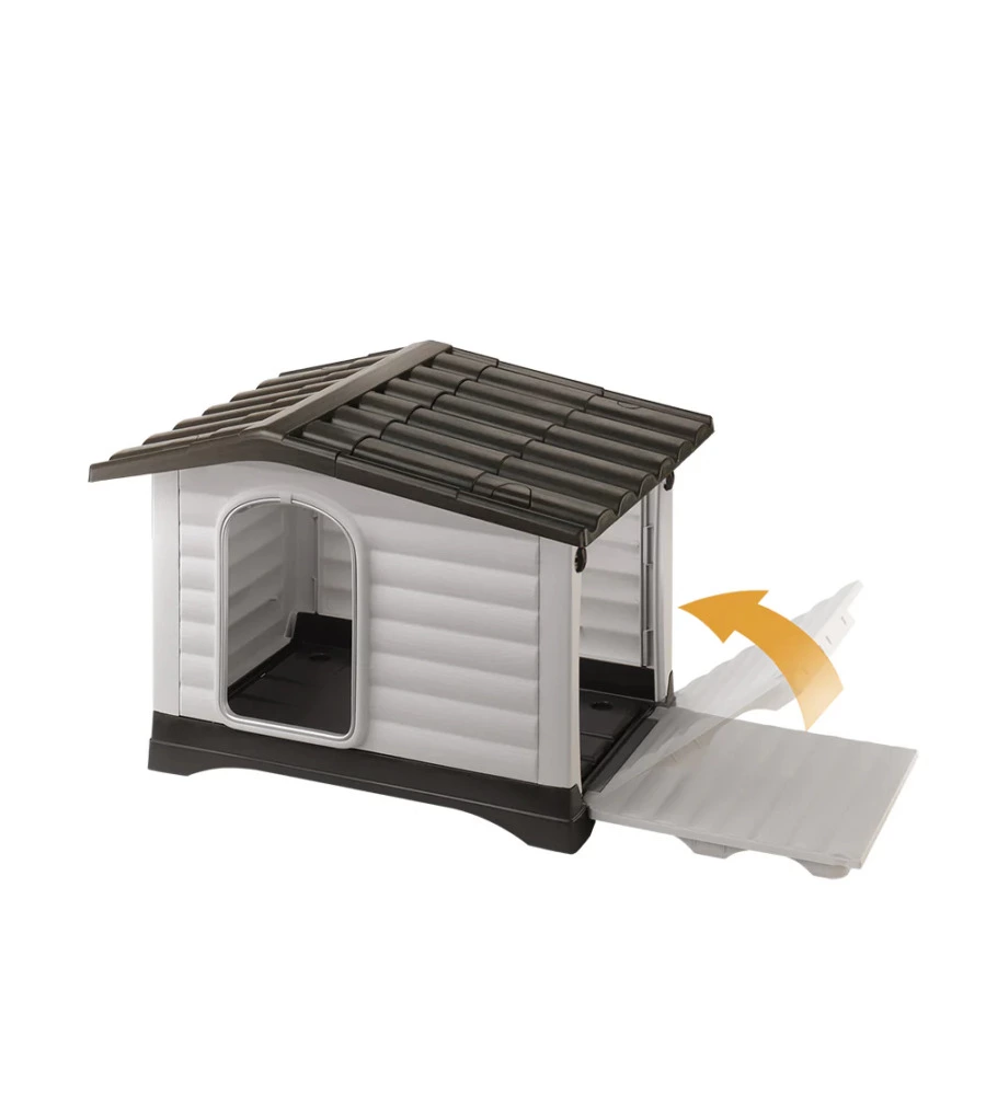 CUCCIA PER CANI DA ESTERNO FERPLAST "DOGVILLA 70" CON PARETE RIBALTABILE IN RESINA GRIGIO 73X59X53 CM