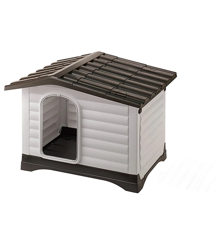 CUCCIA PER CANI DA ESTERNO FERPLAST "DOGVILLA 90" CON PARETE RIBALTABILE IN RESINA GRIGIO 88X72X65 CM