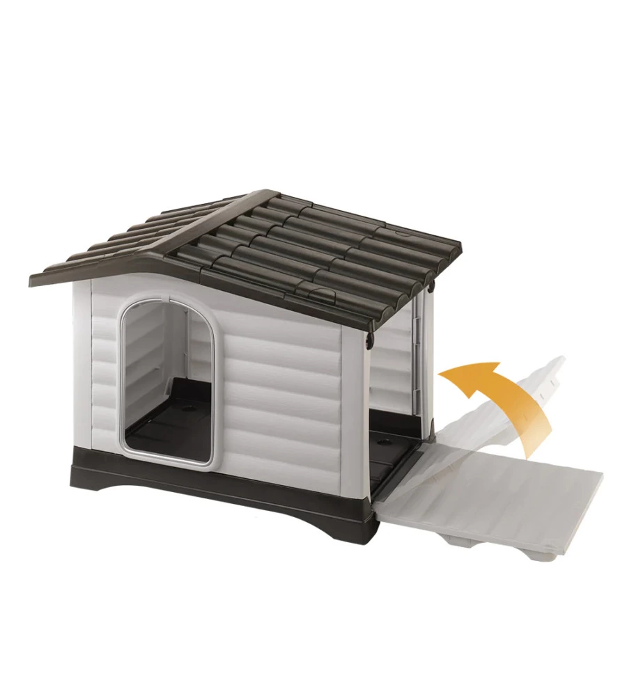 CUCCIA PER CANI DA ESTERNO FERPLAST "DOGVILLA 90" CON PARETE RIBALTABILE IN RESINA GRIGIO 88X72X65 CM