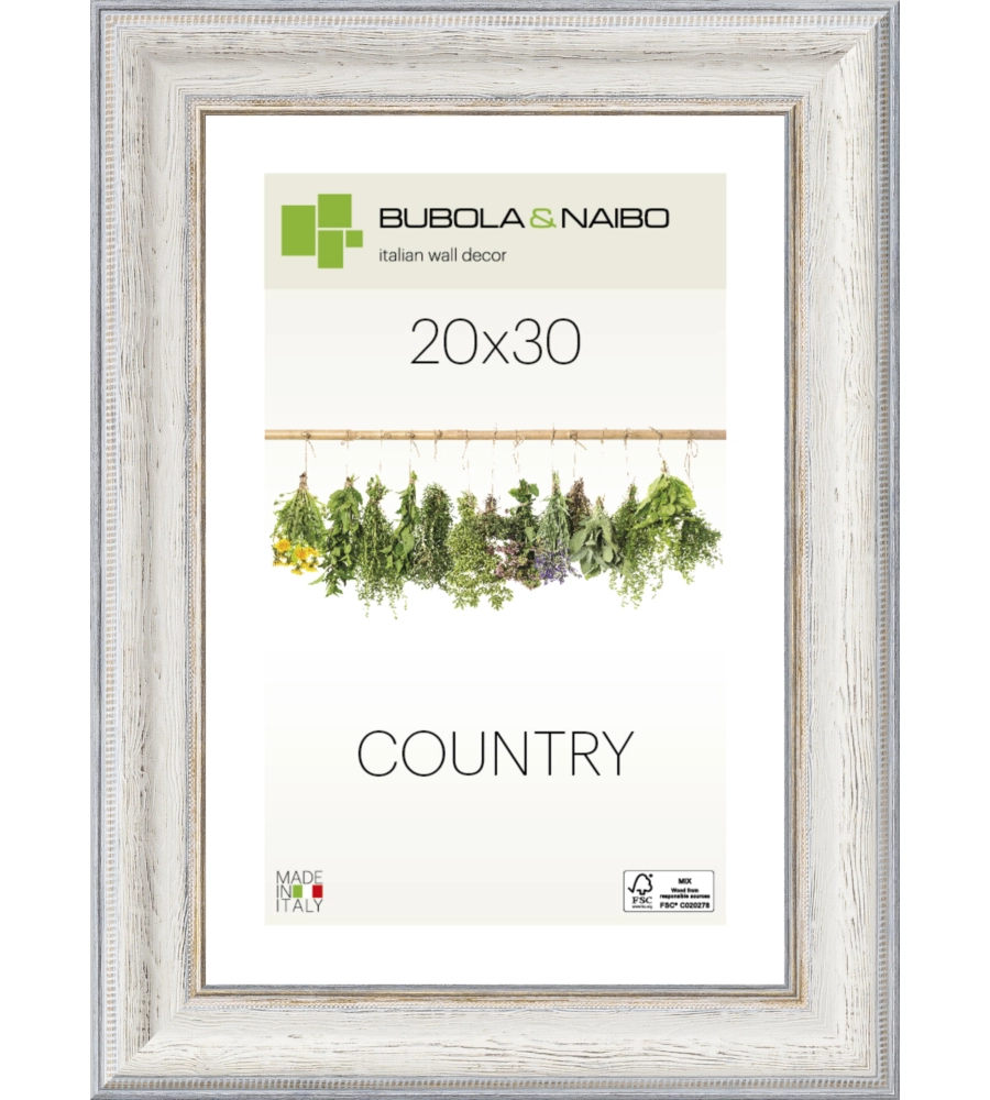 CORNICE IN LEGNO COLORE BIANCO "FABRIANO" - 20 x 30 CM