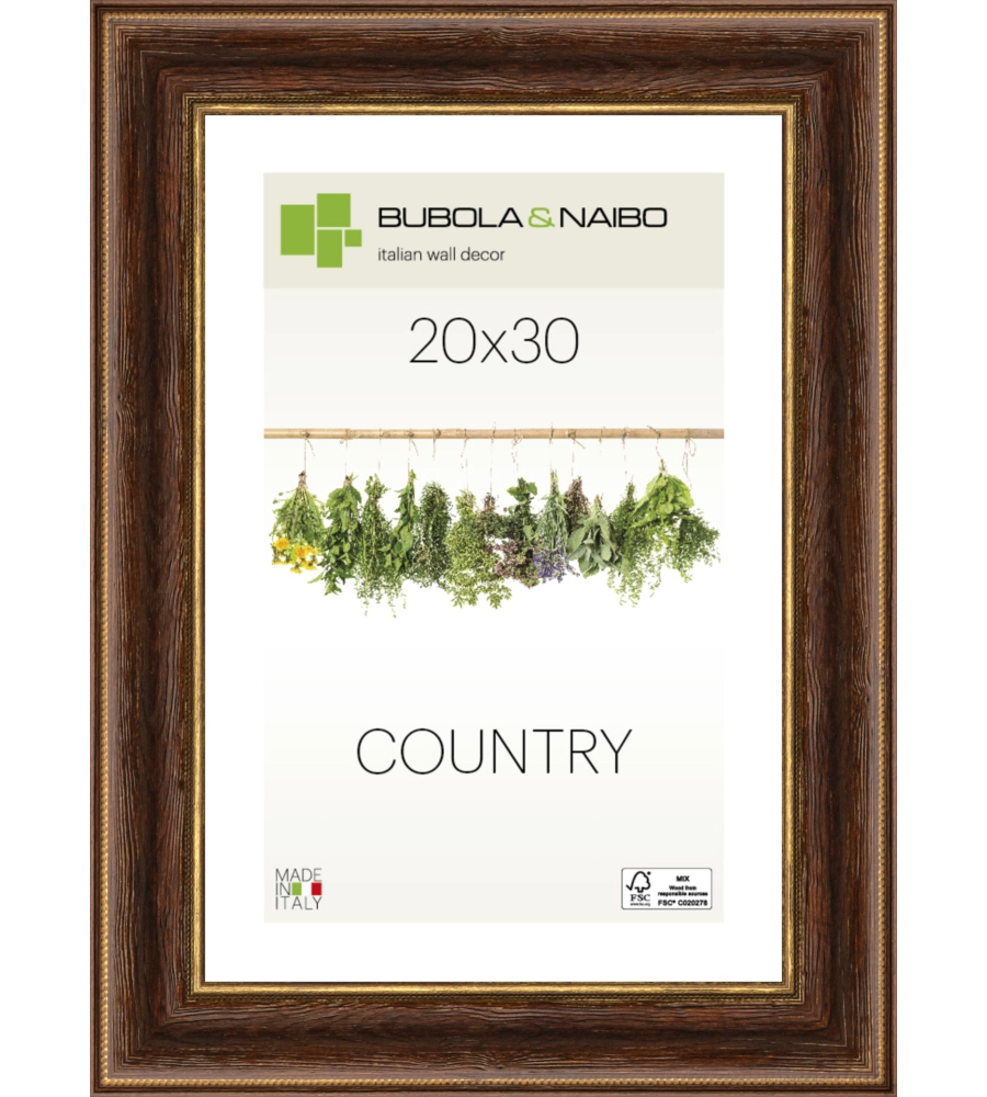 CORNICE IN LEGNO COLORE MARRONE "FABRIANO" - 20 x 30 CM