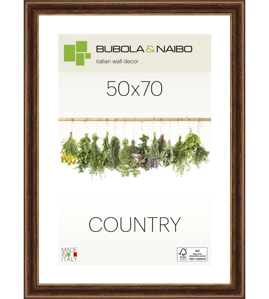 CORNICE IN LEGNO COLORE MARRONE "FABRIANO" - 50 x 70 CM