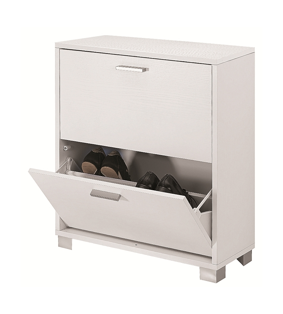 SCARPIERA BIANCO FIAMMATO CON 2 ANTE, 70X29X82 CM