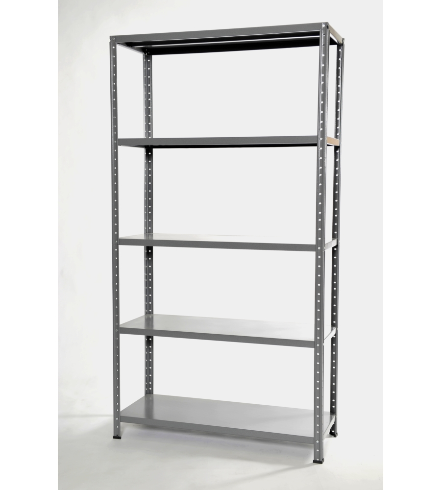 SCAFFALE IN METALLO GRIGIO IN KIT CON 5 RIPIANI, 96X30X185 CM - GRIMA