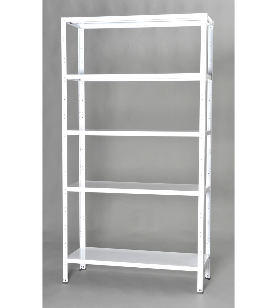 SCAFFALE IN METALLO BIANCO IN KIT CON 5 RIPIANI, 100X40X186 CM - GRIMA