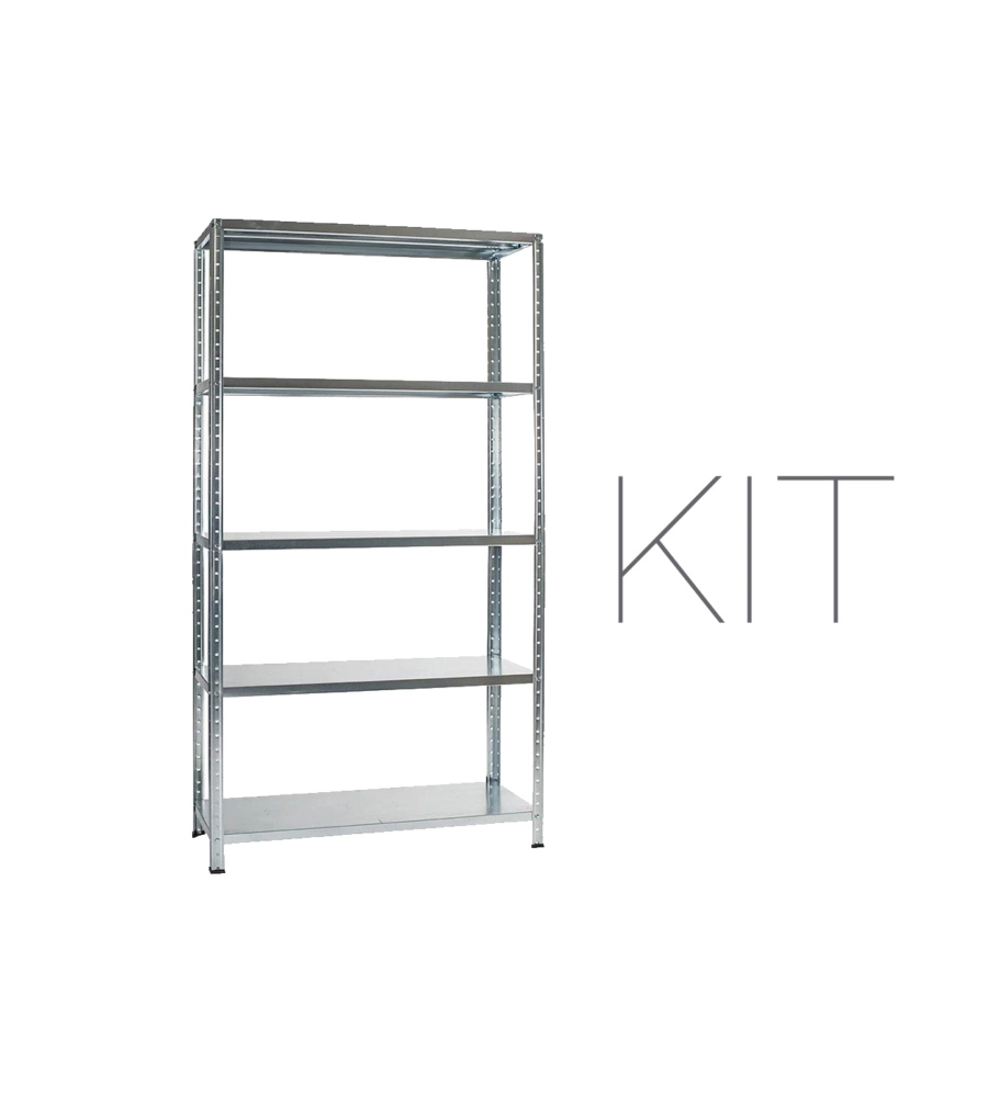 SCAFFALE IN METALLO BIANCO AD INCASTRO CON 4 RIPIANI, 75X30X145 CM -GRIMA
