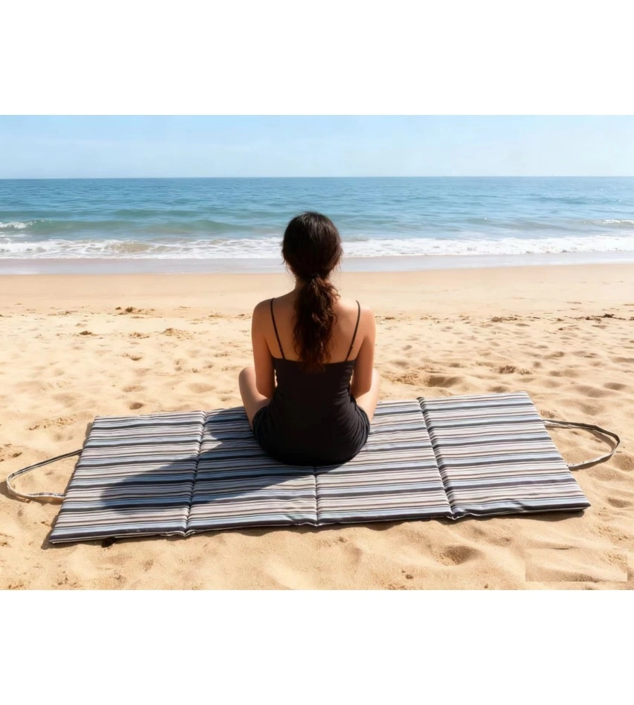 Materassino da spiaggia pieghevole EuroGarden fantasia a righe 180x60x2,5 cm