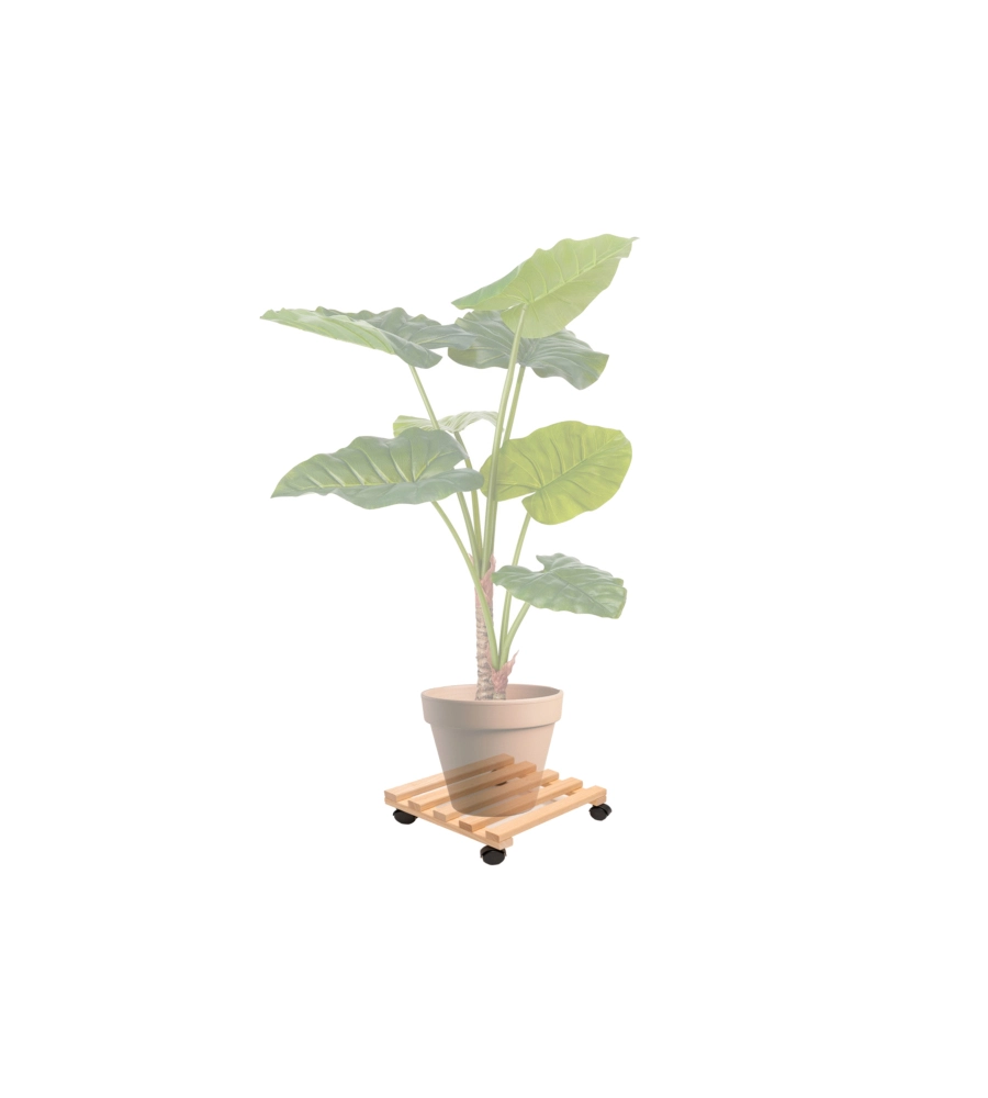 CARRELLO DA ESTERNO PORTA VASO PIROETTANTE IN FAGGIO, 29X29 CM