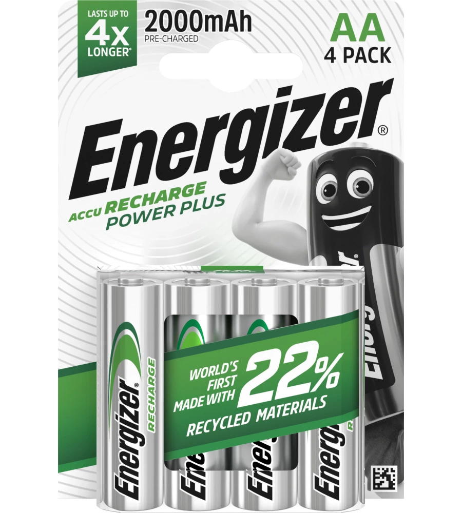 BATTERIA RICARICABILE ENERGIZER "RECHARGE POWER PLUS" AA 4 PEZZI