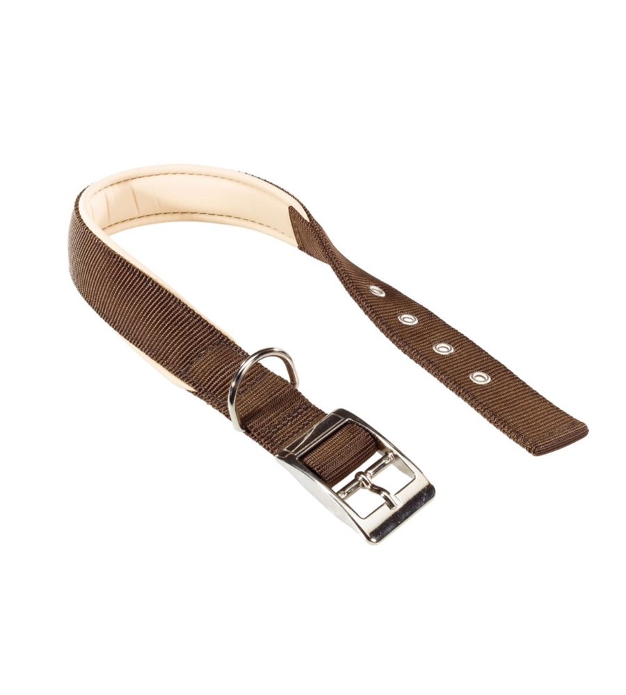 COLLARE IN NYLON MODELLO C25/45 IMBOTTITO PER CANE IN COLORAZIONE MARRONE.