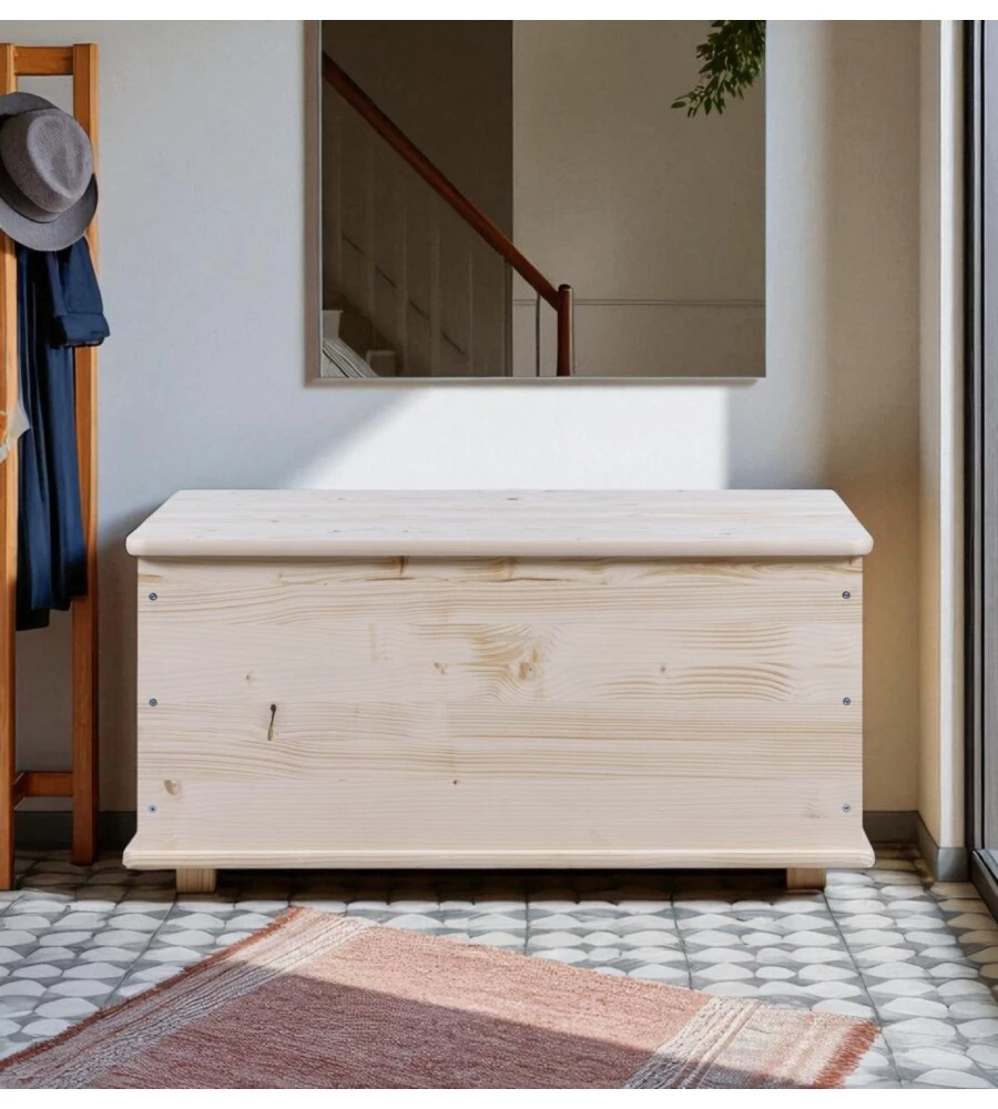 BAULE PORTATUTTO IN LEGNO CON PIEDINI 90 LT 90X45X45 CM