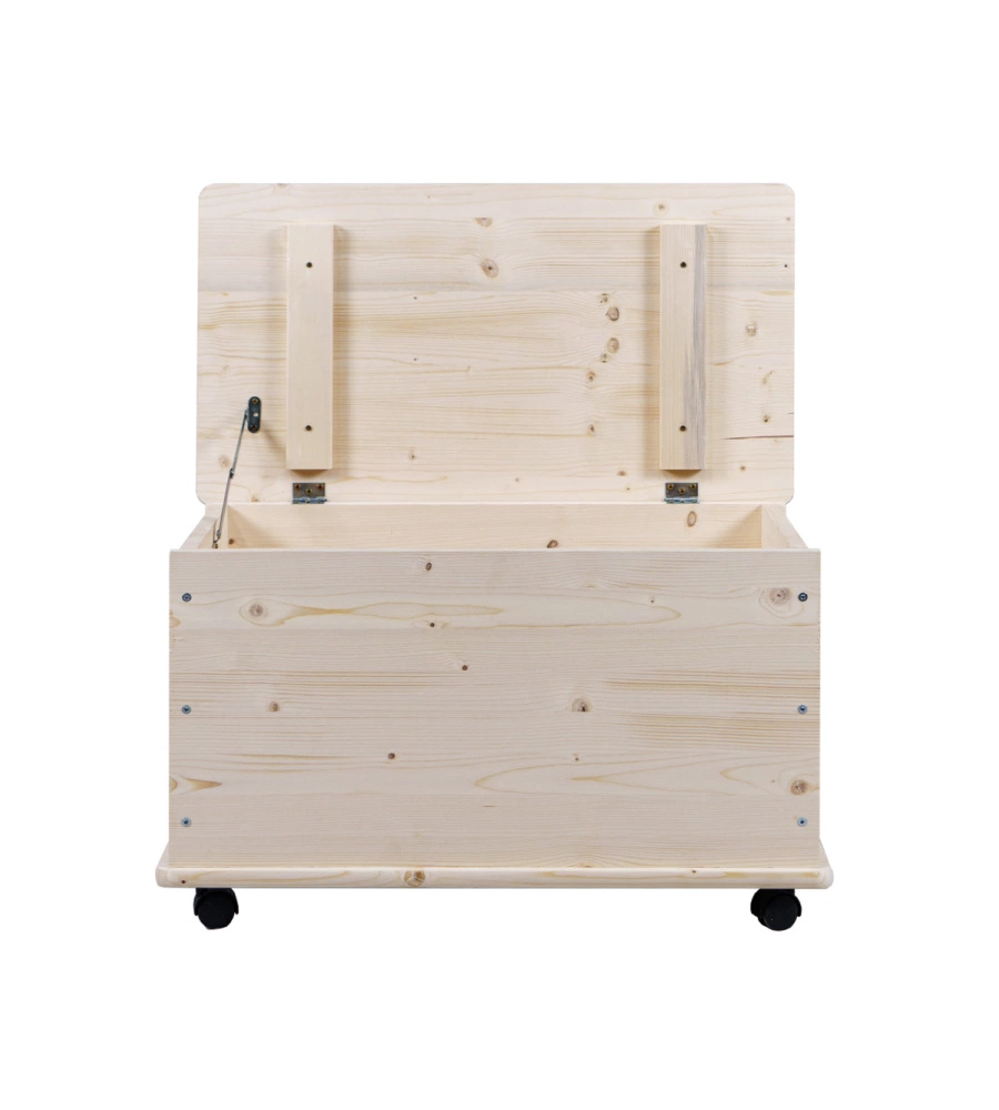 BAULE PORTATUTTO IN LEGNO CON RUOTE CON CAPACITÀ 70 LITRI, 73X40X42,5 CM