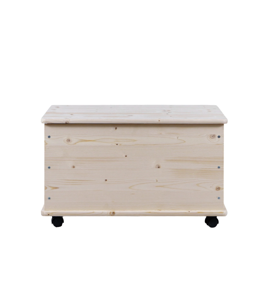 BAULE PORTATUTTO IN LEGNO CON RUOTE CON CAPACITÀ 70 LITRI, 73X40X42,5 CM