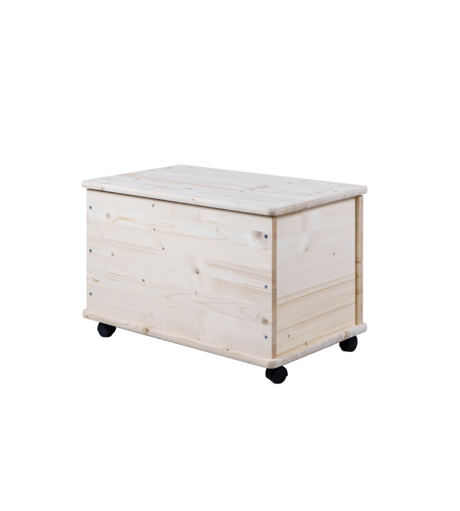 BAULE PORTATUTTO IN LEGNO CON RUOTE CON CAPACITÀ 70 LITRI, 73X40X42,5 CM