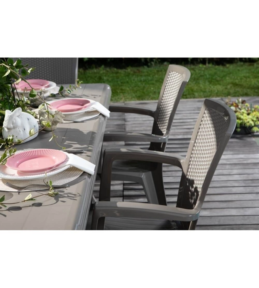 SEDIA DA ESTERNO CON SCHIENALE MEDIO "COMFORT GIAVA" IN POLIPROPILENE TAUPE 58X46X90 CM