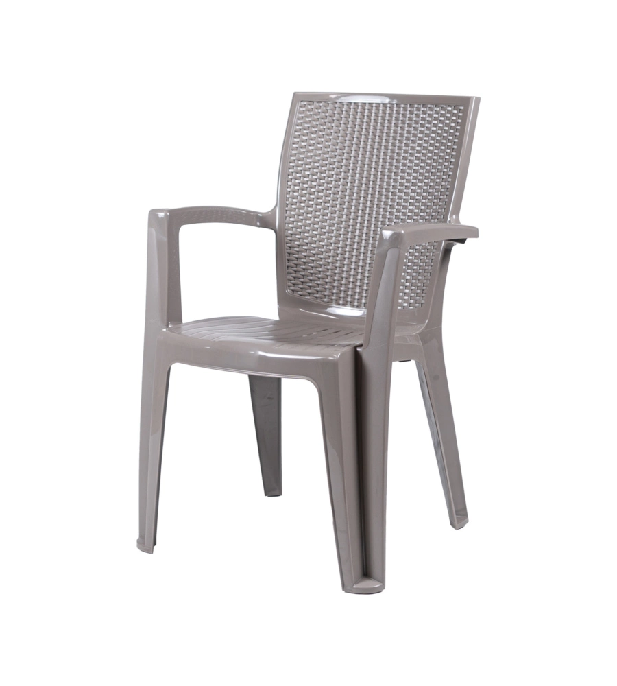 SEDIA DA ESTERNO CON SCHIENALE MEDIO "COMFORT GIAVA" IN POLIPROPILENE TAUPE 58X46X90 CM