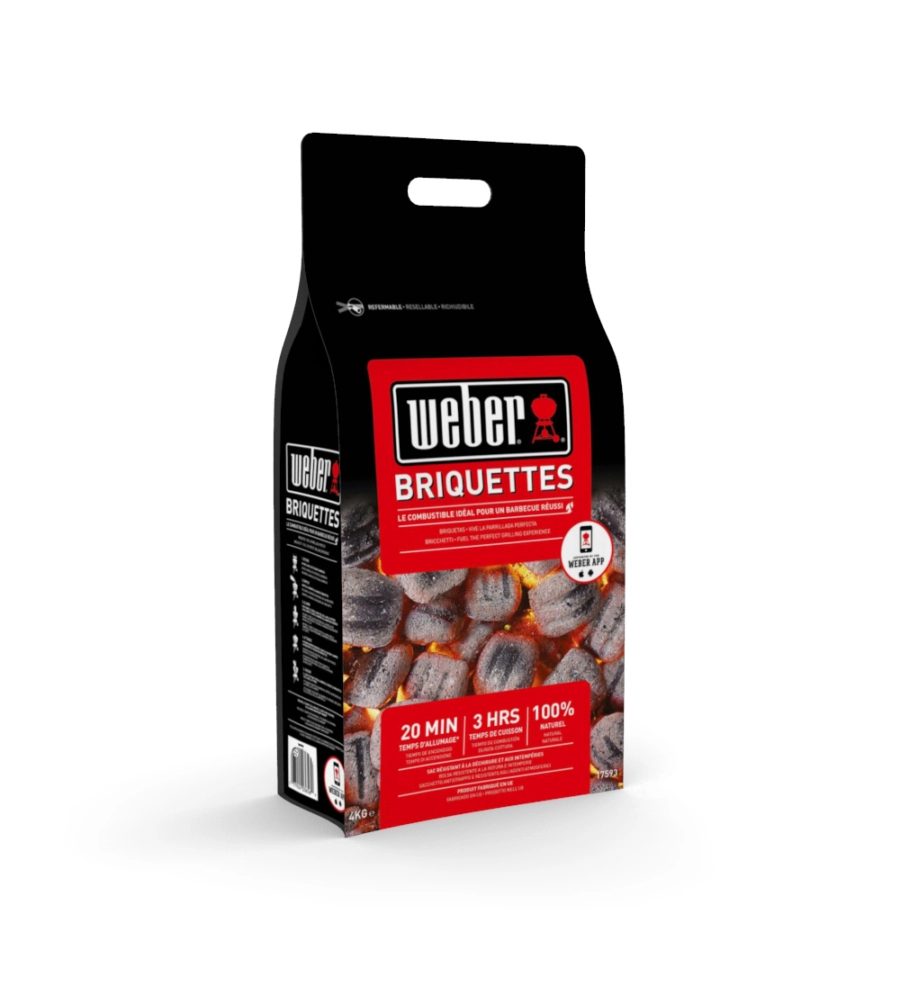 BRICCHETTI DI CARBONE WEBER PER BARBECUE 4 KG