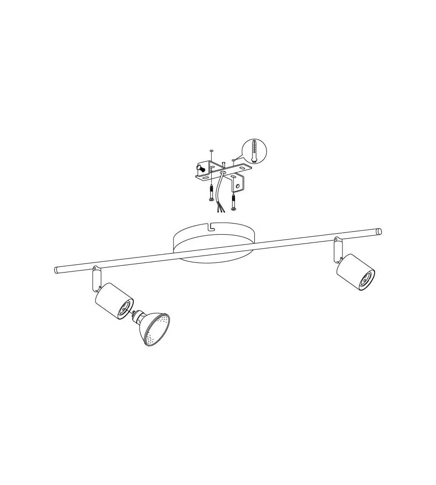 BARRA A SOFFITTO DA INTERNO EGLO "BUZZ LED" GRIGIO 2 LUCI 3000K