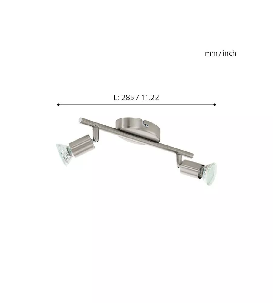 BARRA A SOFFITTO DA INTERNO EGLO "BUZZ LED" GRIGIO 2 LUCI 3000K