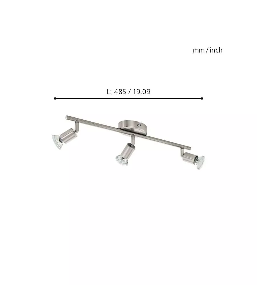 BARRA LED A SOFFITTO DA INTERNO EGLO "BUZZ LED" GRIGIO 3 LUCI 3000K
