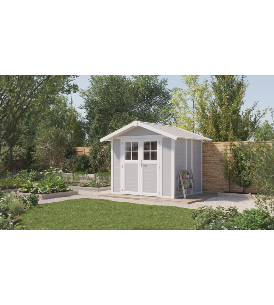 CASETTA DA GIARDINO IN PVC GROSFILLEX "DECO 5" GRIGIO E BIANCO 295X261X236 CM - COD. 22905235