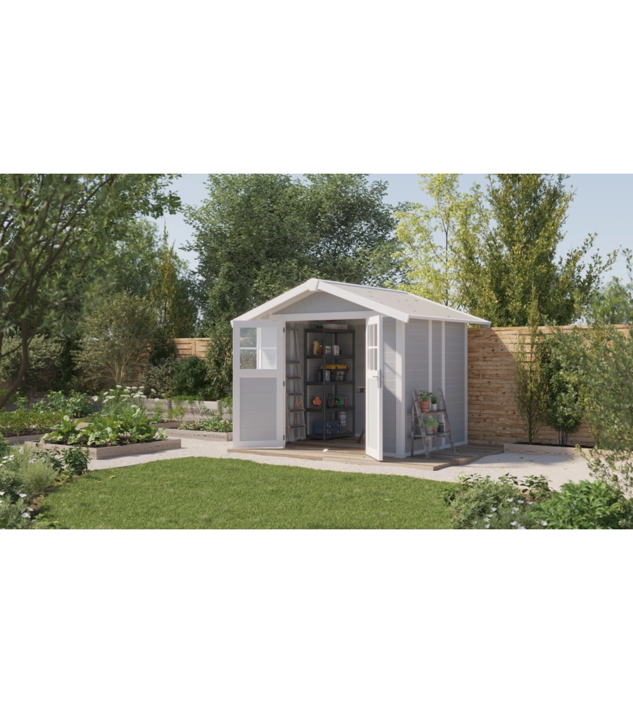 CASETTA DA GIARDINO IN PVC GROSFILLEX "DECO 5" GRIGIO E BIANCO 295X261X236 CM - COD. 22905235