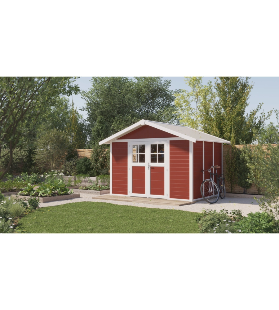 CASETTA DA GIARDINO IN PVC GROSFILLEX "DECO 7" ROSSO E BIANCO 370X298X250 CM - COD. 23007242