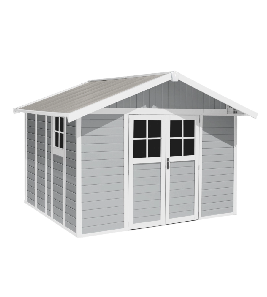 CASETTA DA GIARDINO IN PVC GROSFILLEX "DECO 11" GRIGIO E BIANCO 370X407X250 CM - COD. 22911235
