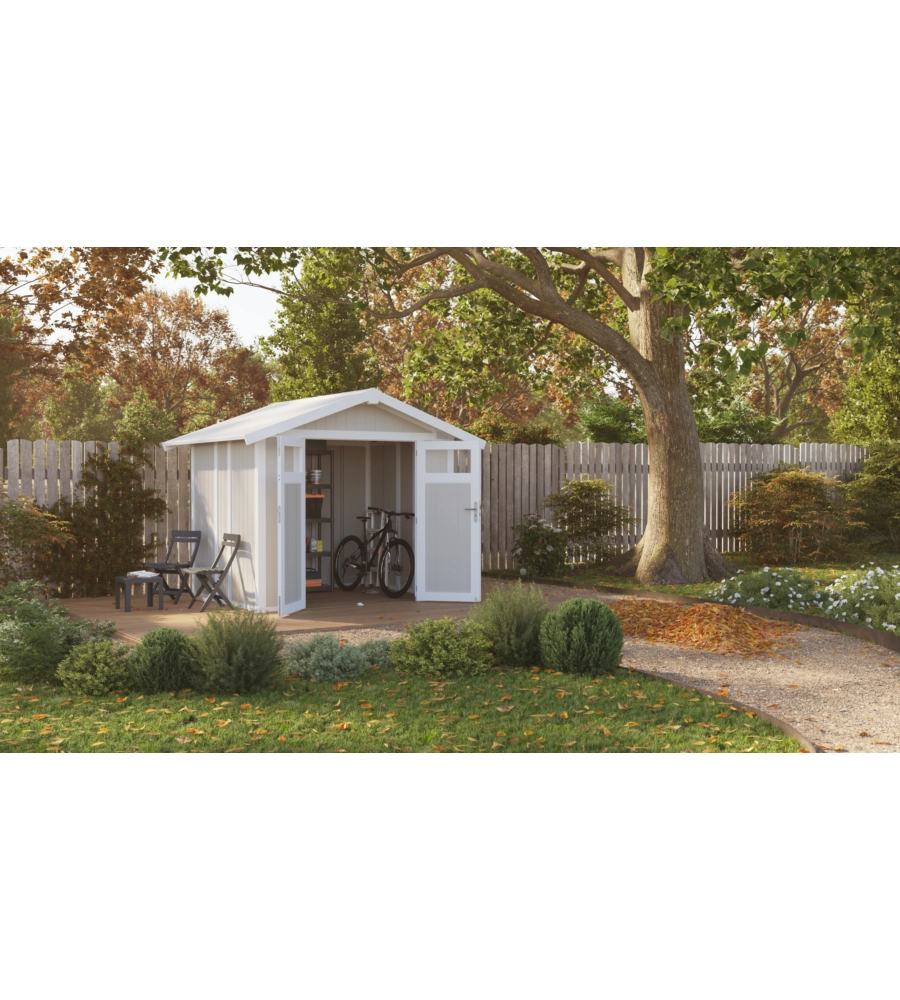 CASETTA DA GIARDINO IN PVC GROSFILLEX "UTILITY 5" GRIGIO-VERDE E BIANCO 295X261X236 CM - COD. 22805138