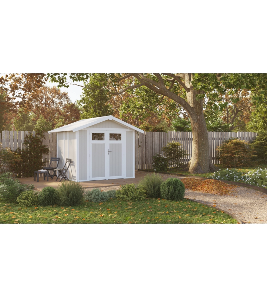 CASETTA DA GIARDINO IN PVC GROSFILLEX "UTILITY 5" GRIGIO-VERDE E BIANCO 295X261X236 CM - COD. 22805138