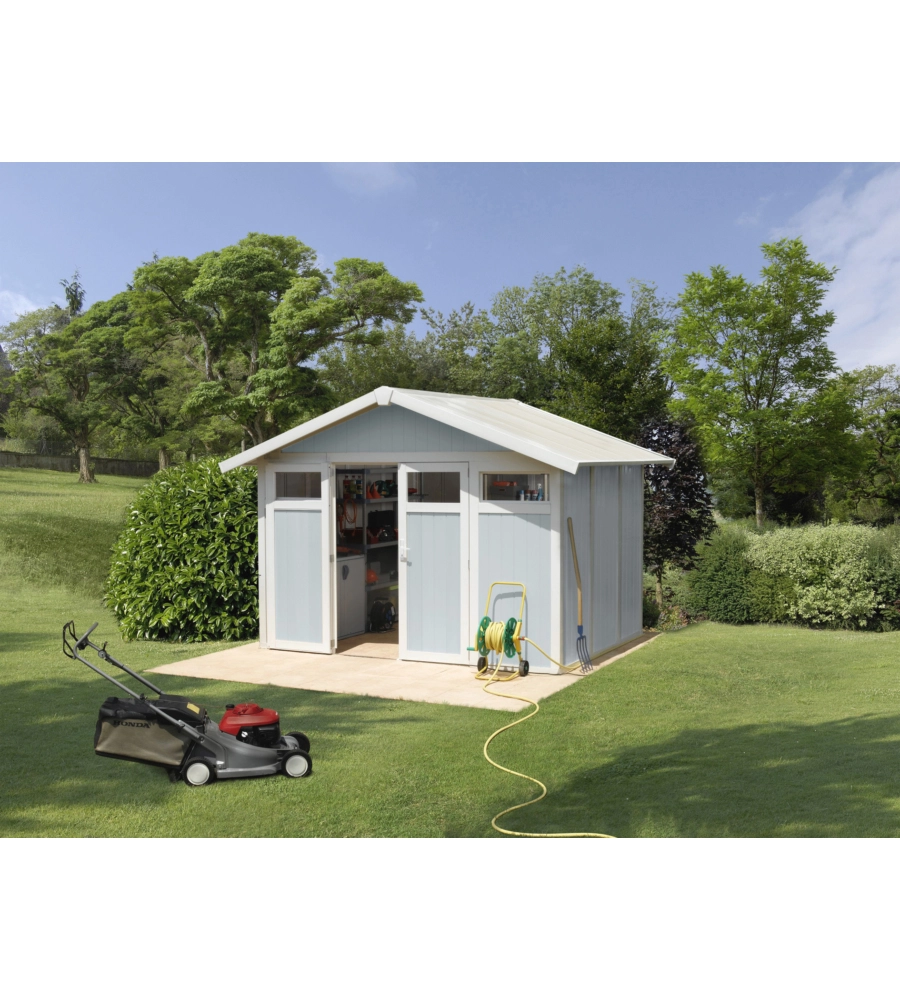 CASETTA DA GIARDINO IN PVC GROSFILLEX "UTILITY 7" GRIGIO-AZZURRO E BIANCO 370X298X250 CM - COD. 22807137