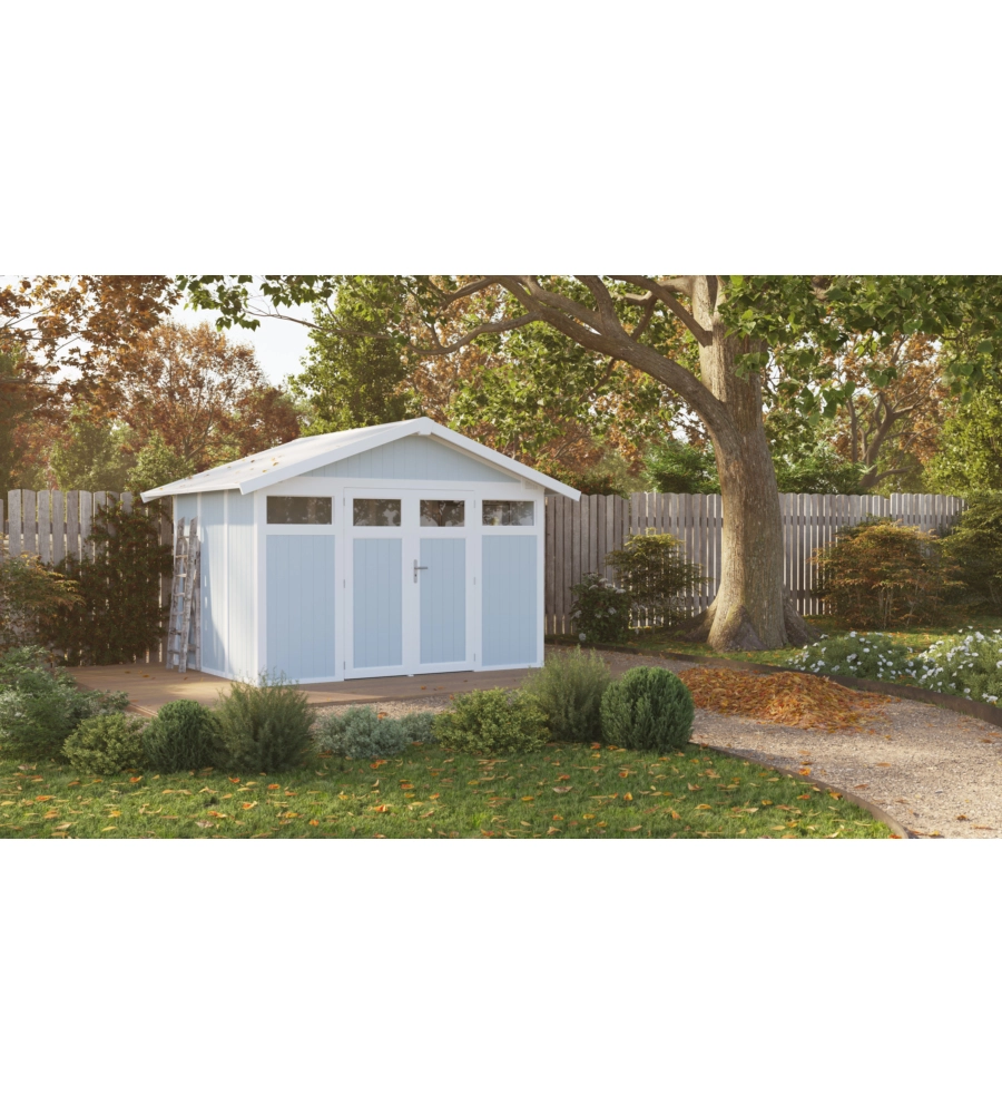 CASETTA DA GIARDINO IN PVC GROSFILLEX "UTILITY 7" GRIGIO-AZZURRO E BIANCO 370X298X250 CM - COD. 22807137